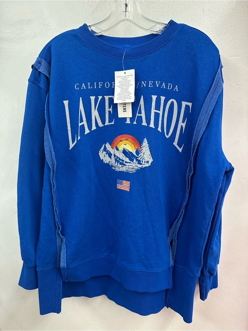 Lake Tahoe Blue Crewneck Sweatshirt Women goodie two sleeves size s/m new
